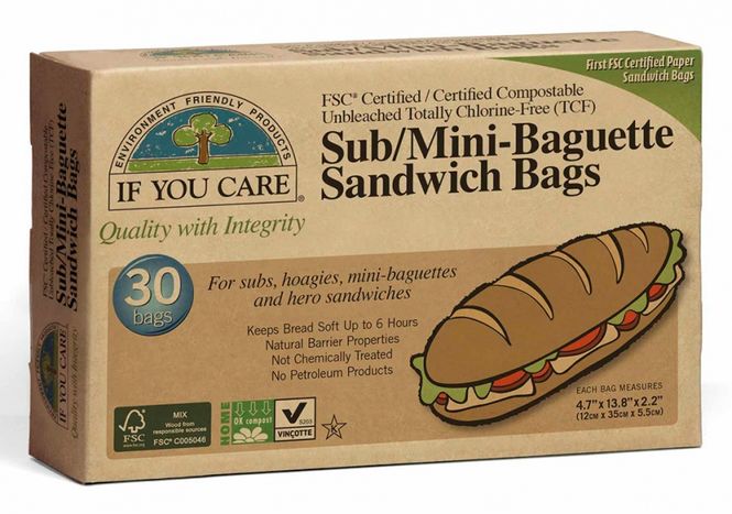 Hovedbilde 30 stk lange papirposer, ubleket / If You Care