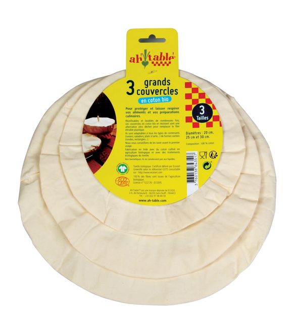 Hovedbilde 3-pk store bolletrekk NATURAL, økologisk bomull / Ahtablé