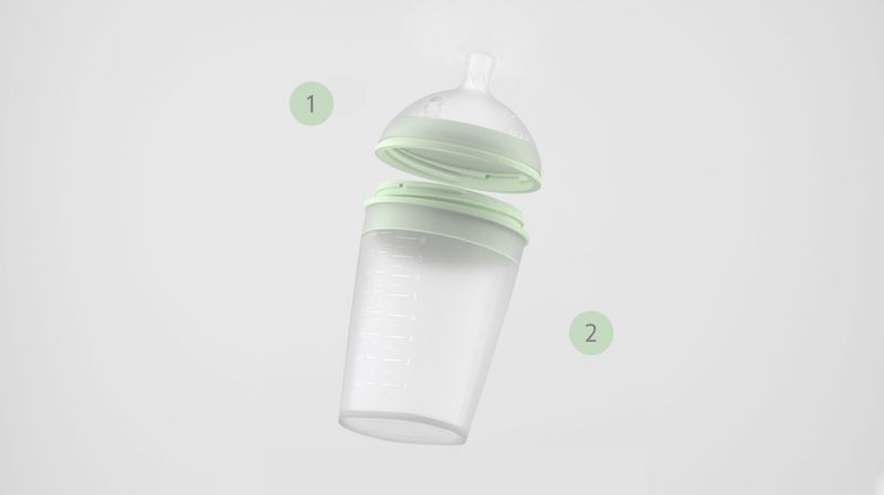 Tåteflaske i silikon 150ml, ORANSJE / BORRN