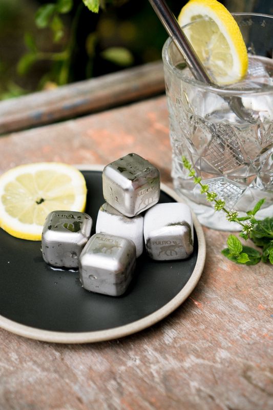 6 stk isbiter i stål - plastfritt kjøleelement 