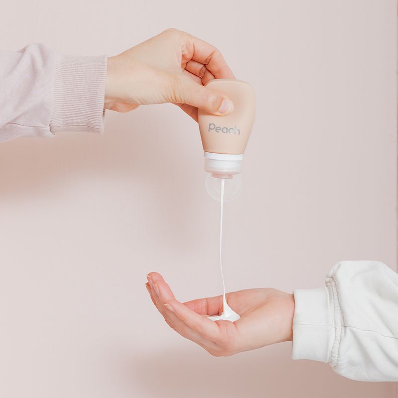 60 ml klemmeflaske i silikon, Snow / Peach