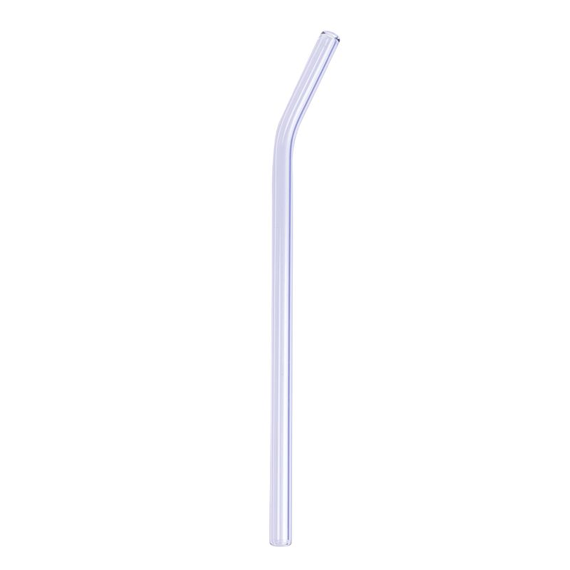 Bøyd sugerør i glass, Amethyst 20cm / Peach