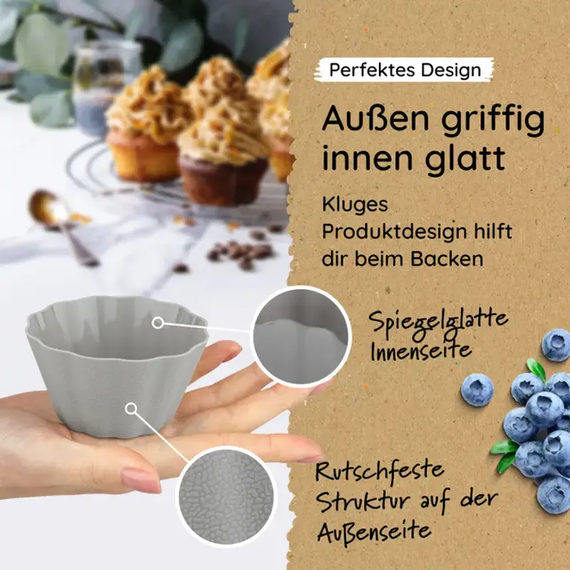 24 stk muffinsformer i silikon, grå / Backefix