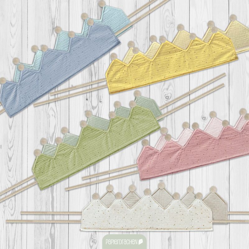 Bursdagskrone i stoff, Beige / Papierdrachen