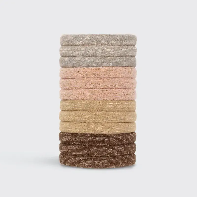 12 pk hårstrikk i resirkulert nylon, Glitter / Kitsch