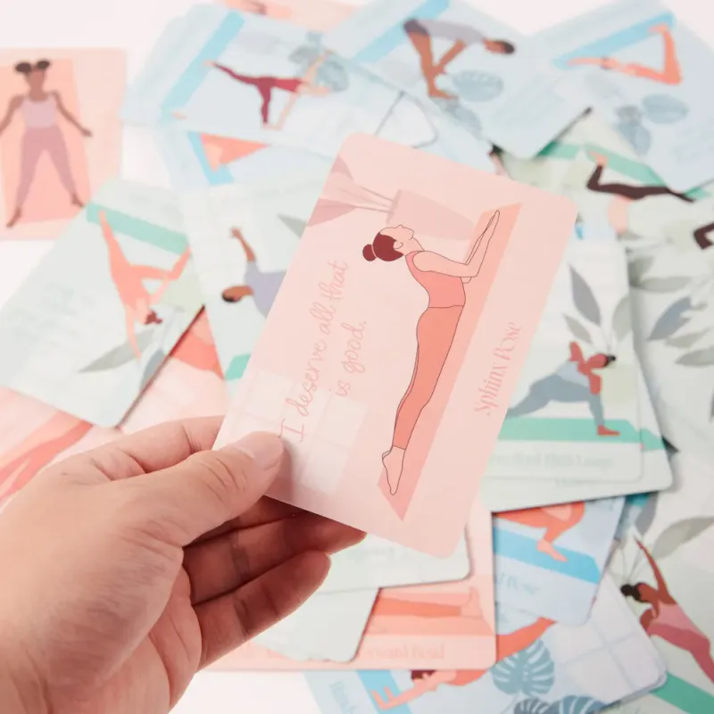 Affirmasjonskort med yogaøvelser / Myga