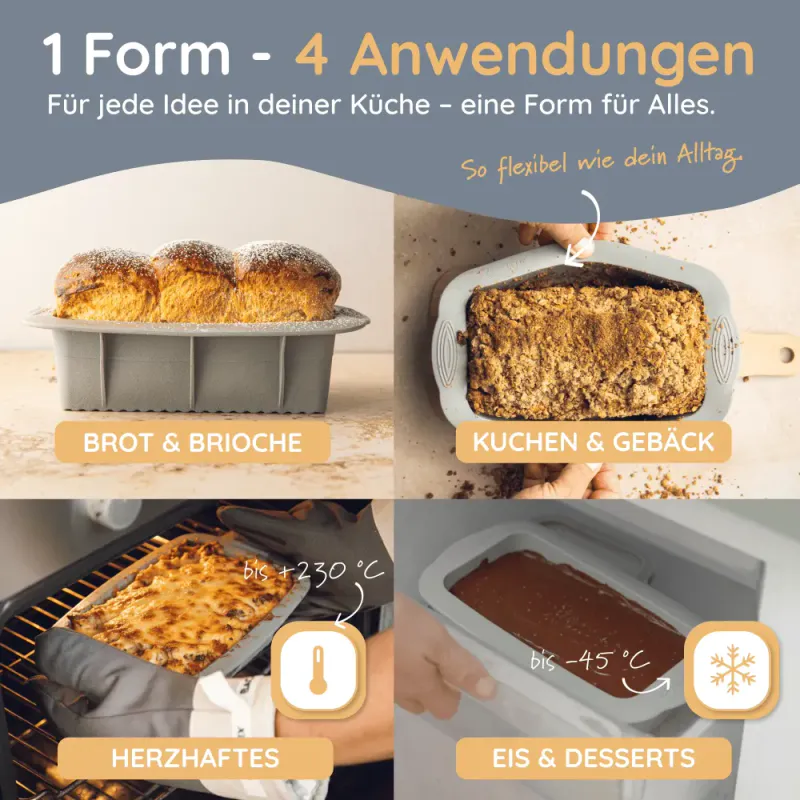 Liten brødform i silikon - riller 21 cm - 1.2 liter / Backefix