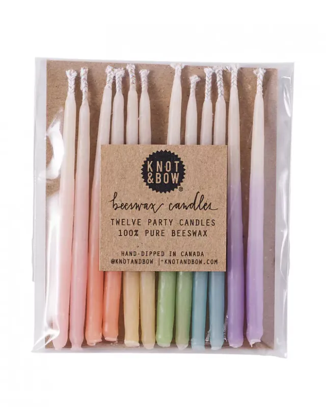 12 stk korte kakelys i bivoks, pastell / Knot & Bow