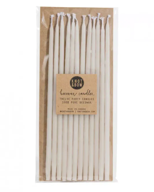 Hovedbilde 12 stk høye kakelys i bivoks, Ivory / Knot & Bow