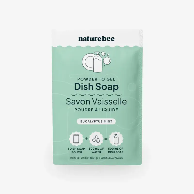 Refill Dish Soap - Powder To Gel , Eucalyptus Mint / Nature Bee
