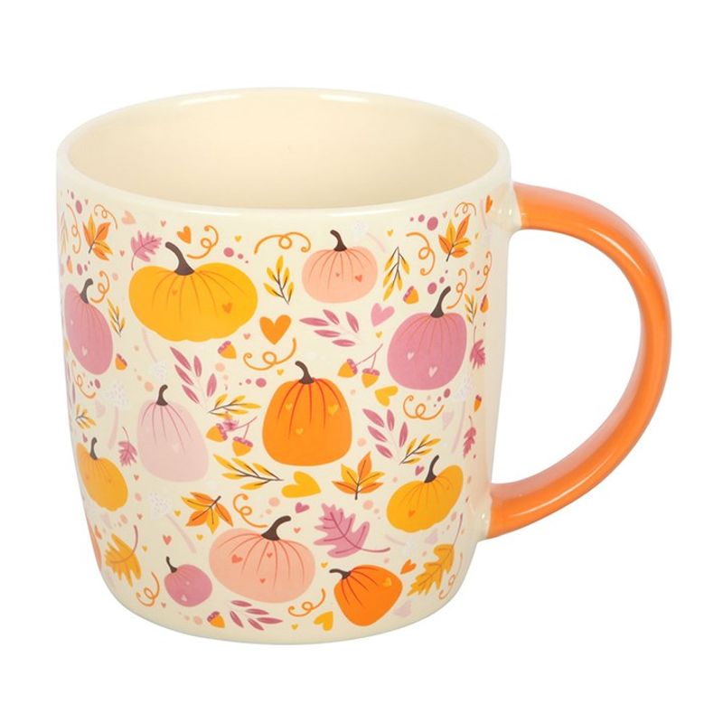 Pink and Orange Pumpkin Print Autumn Mug | Something Different