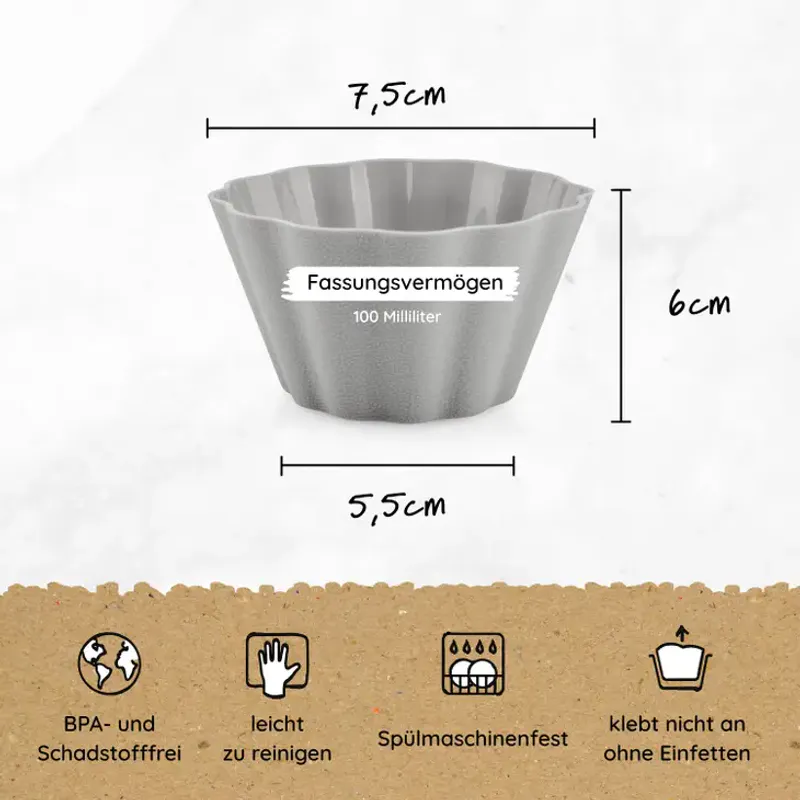 24 stk muffinsformer i silikon, grå / Backefix
