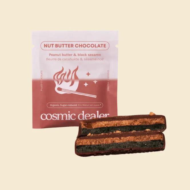 Hovedbilde Nut Butter Chocolate: PEANUT BUTTER & BLACK SESAM 20g / Cosmic Dealer