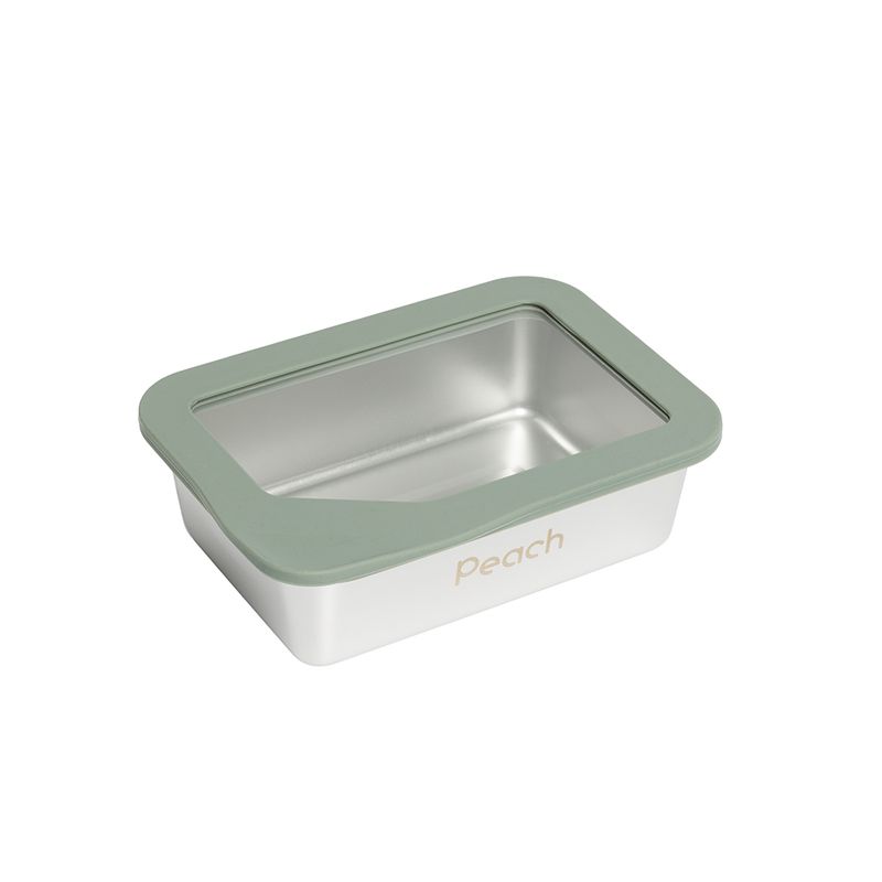 3pk plastfri stålboks med glasslokk - 650ml, 1200ml, 2200ml / Peach