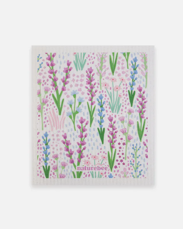 Sponge Cloth, Floral Purple / Nature Bee