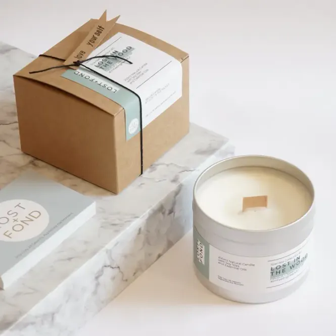 Hovedbilde 200ml duftlys i metallboks - Patchouli & Sweet Orange / Lost + Fond