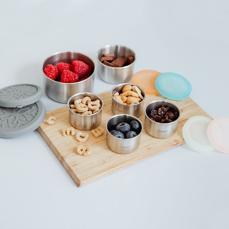 50 ml stålboks med tett silikonlokk, Grønn / Peach