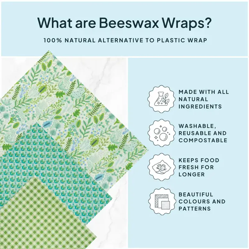 3pk Food Wraps bivoksark - GREEN S,M,L / NatureBee