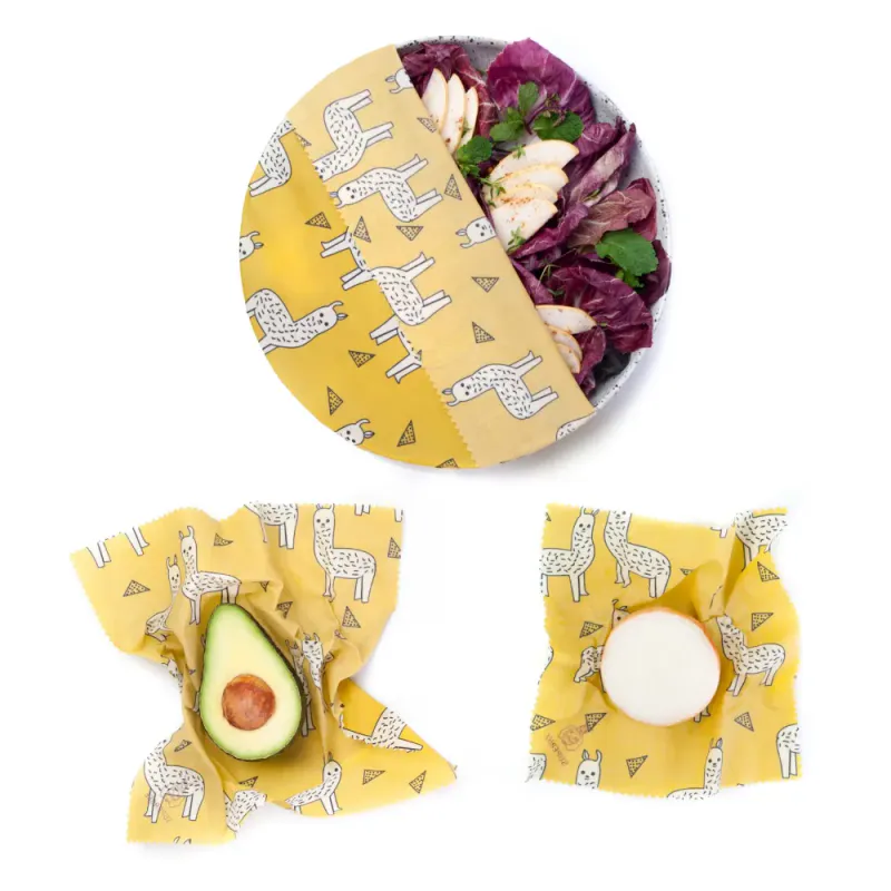 3 pc Beeswax Food Wraps Beeginner, Alpacas / SuperBee