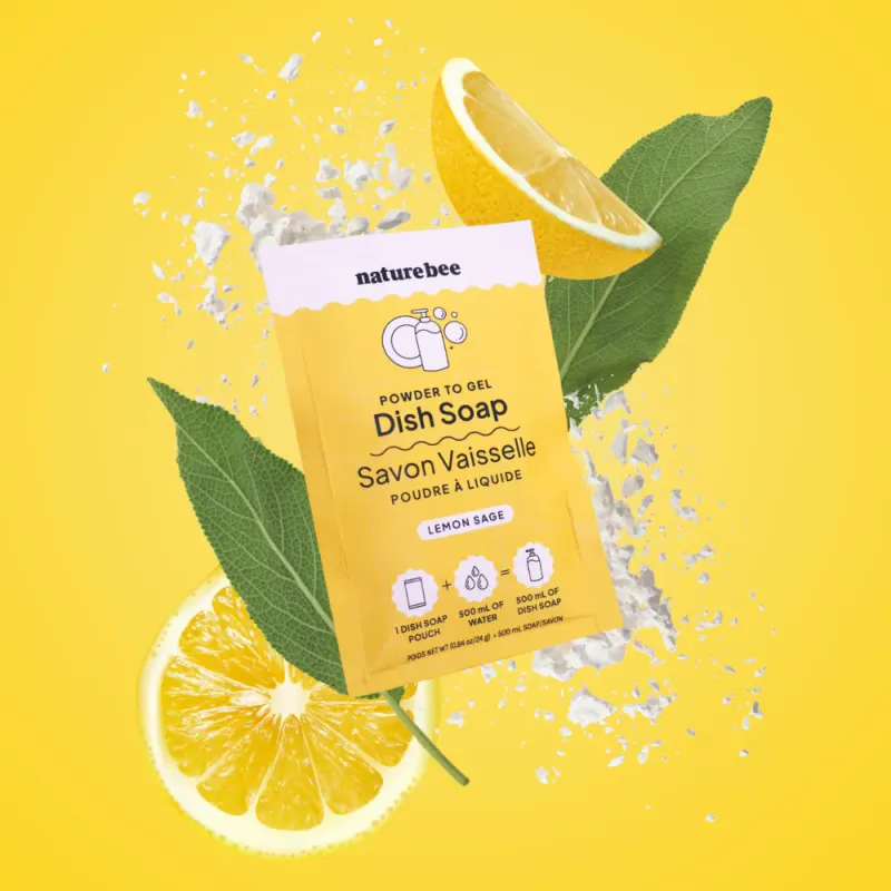 Refill Dish Soap - Powder To Gel , Lemon Sage / Nature Bee