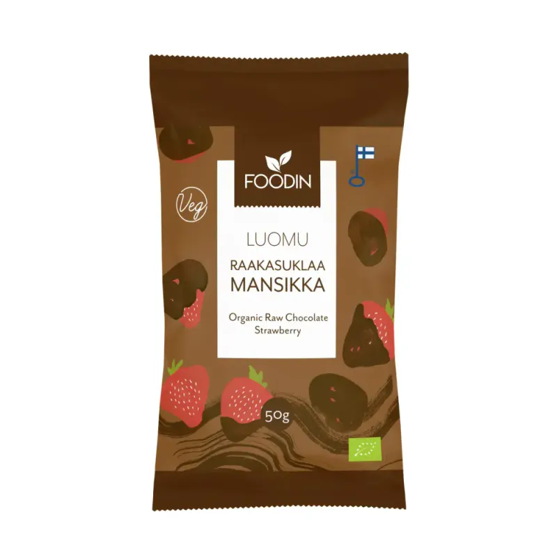 Raw Chocolate Strawberry 50g, økologisk / FOODIN
