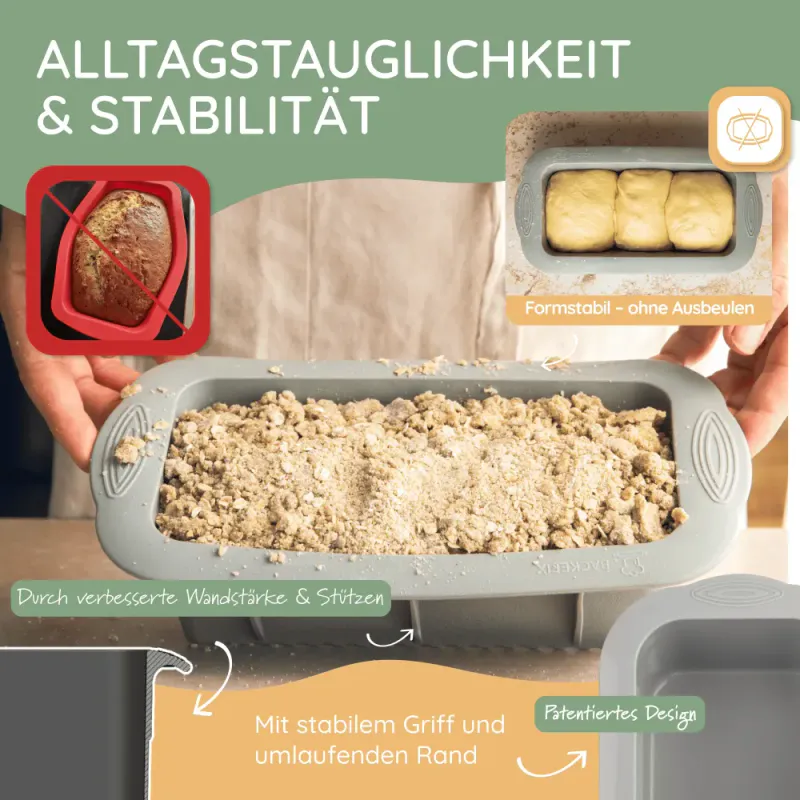 Liten brødform i silikon - riller 21 cm - 1.2 liter / Backefix