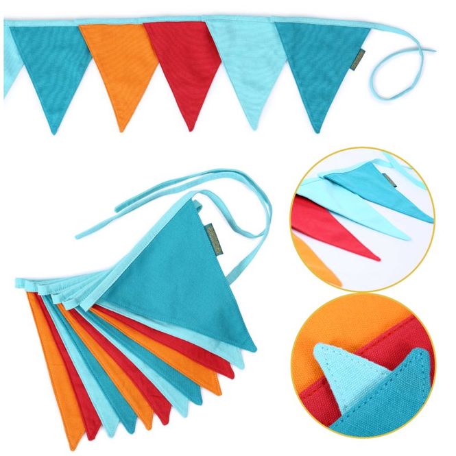 Hovedbilde Vimpler i bomull, Mint & Oransje / Papierdrachen