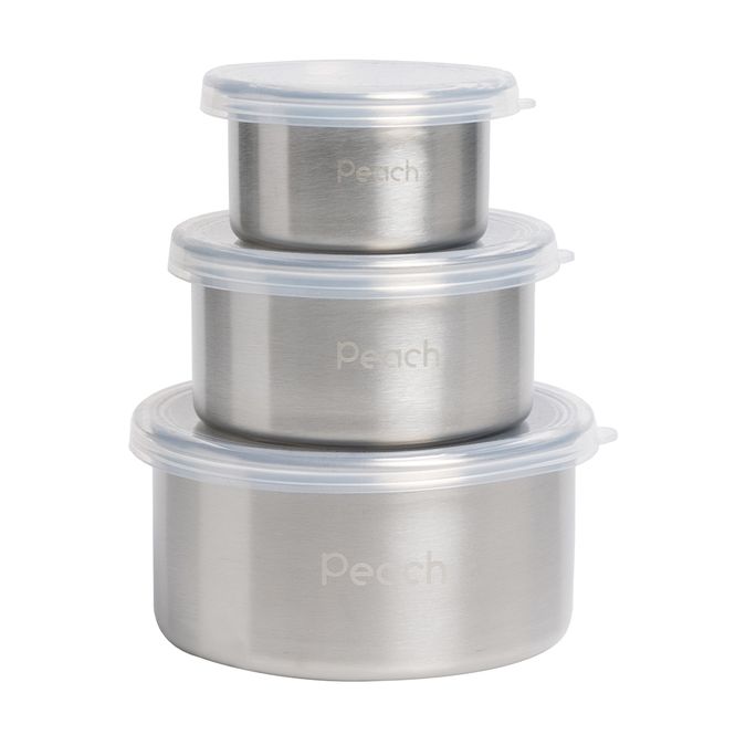 Hovedbilde 3pk stålboks med silikonlokk, 100+220+400ml / Peach