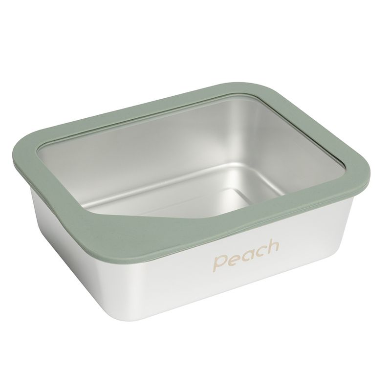 3pk plastfri stålboks med glasslokk - 650ml, 1200ml, 2200ml / Peach