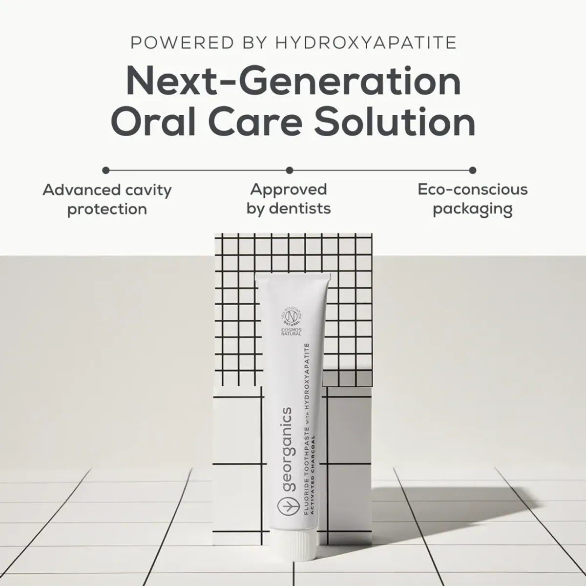 Fluoride Hydroxyapatite Toothpaste, Activated Charcoal 75g / Georganics