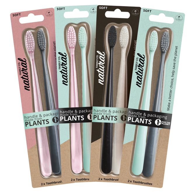 Hovedbilde 2-pk komposterbare tannbørster, Sort & Hvit / The Natural Famil