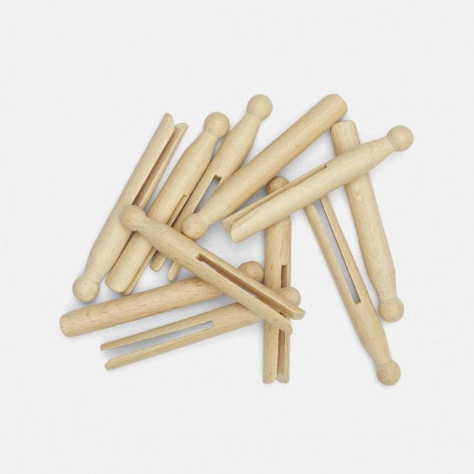 Hovedbilde 25 stk runde klesklyper i tre / La drogerie écologique