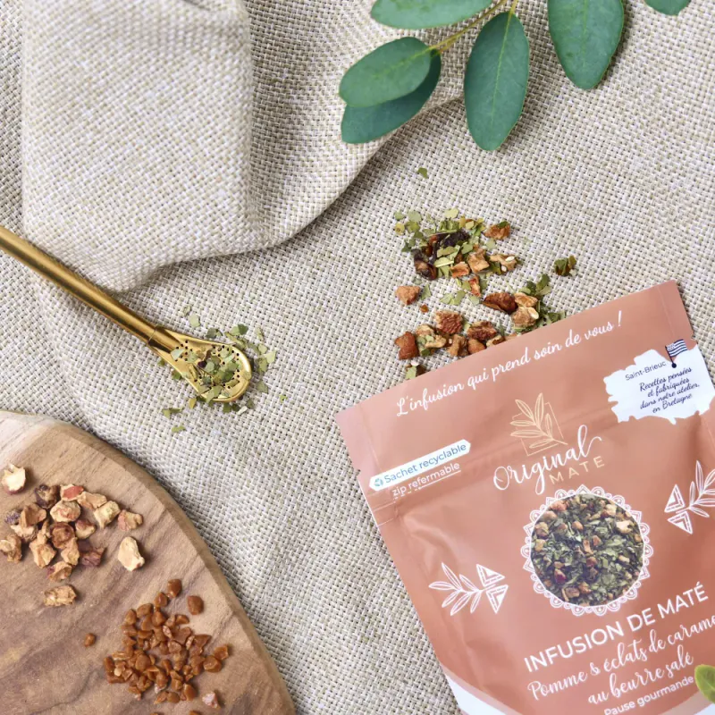 Urtete: Apple & Caramel Chips Organic Mate 80g / Original Mate
