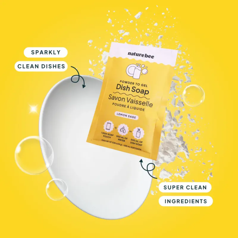 Refill Dish Soap - Powder To Gel , Lemon Sage / Nature Bee