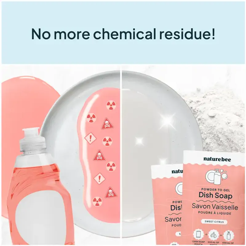 Refill Dish Soap - Powder To Gel , Sweet Citrus / Nature Bee