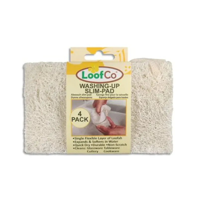 4-pk plastfrie oppvasksvamper - Slim Pad / LoofCo 