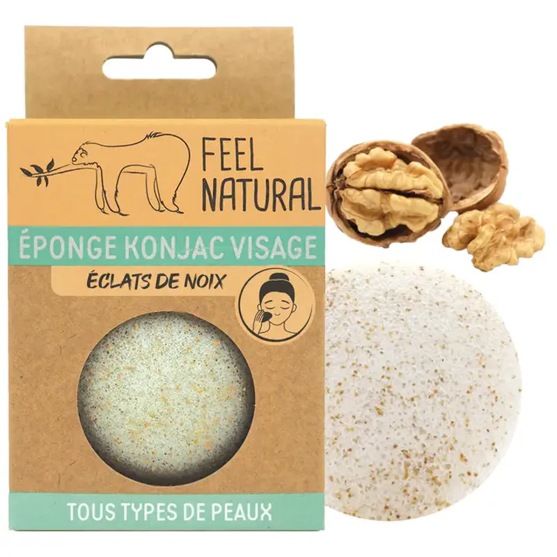 Konjac svamp til ansikt, Walnut Chips / Feel Natural 