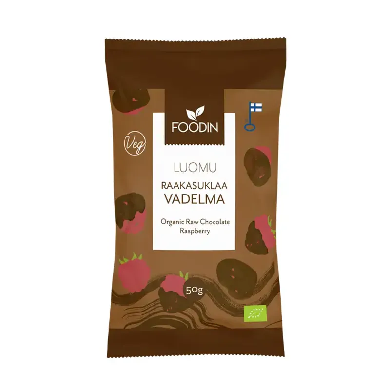 Raw Chocolate Raspberry 50g, økologisk / FOODIN