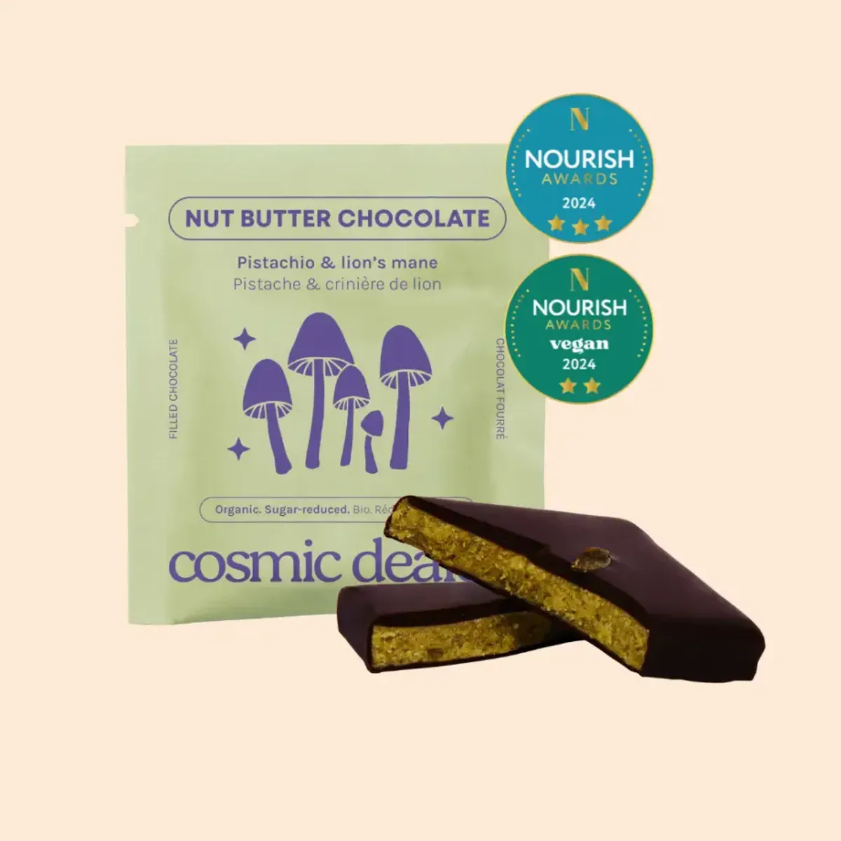 Nut Butter Chocolate: PISTACHIO & LION'S MANE 20g / Cosmic Deale