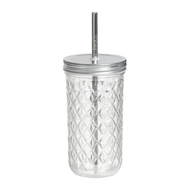 Hovedbilde 6 dl Smoothieglass med lokk og sugerør / BeeOrganic