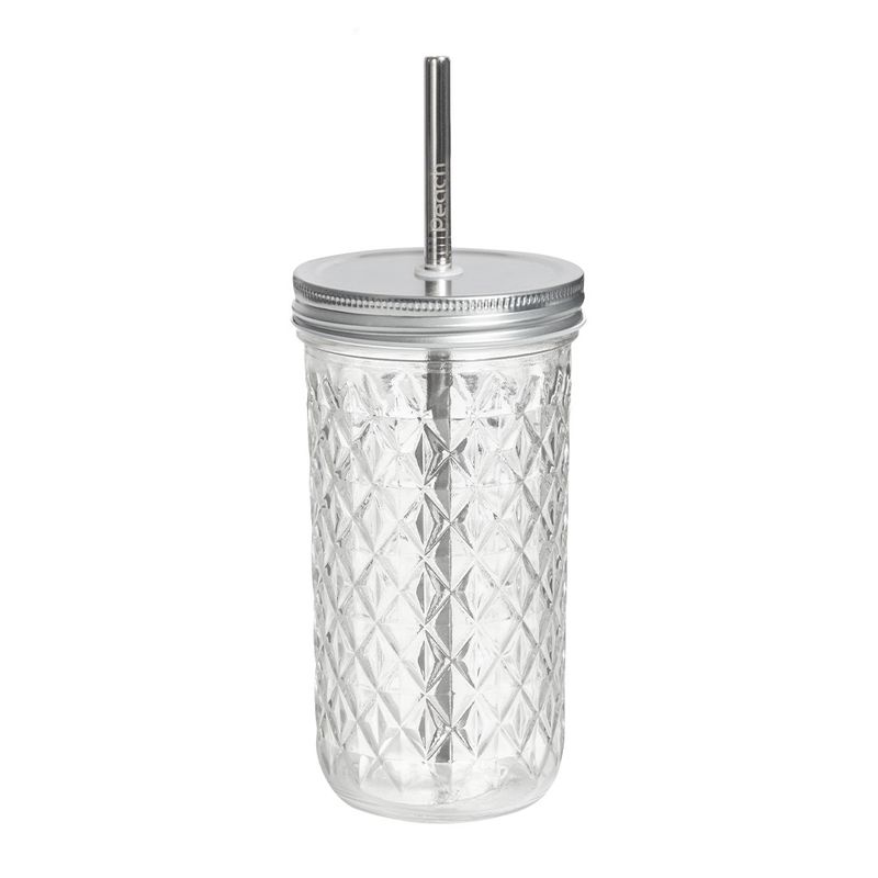 6 dl Smoothieglass med lokk og sugerør / BeeOrganic