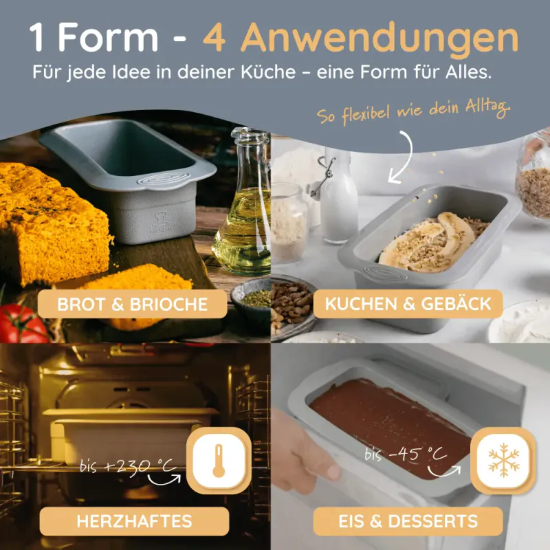 Liten brødform i silikon - riller 21 cm - 1.2 liter / Backefix