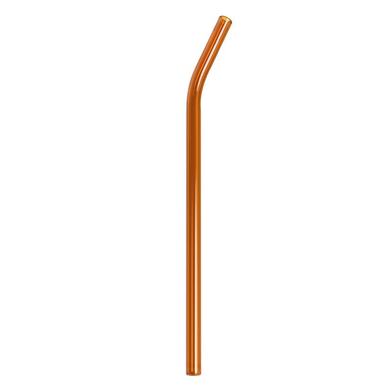 Bøyd sugerør i glass, Copper 20cm / Peach