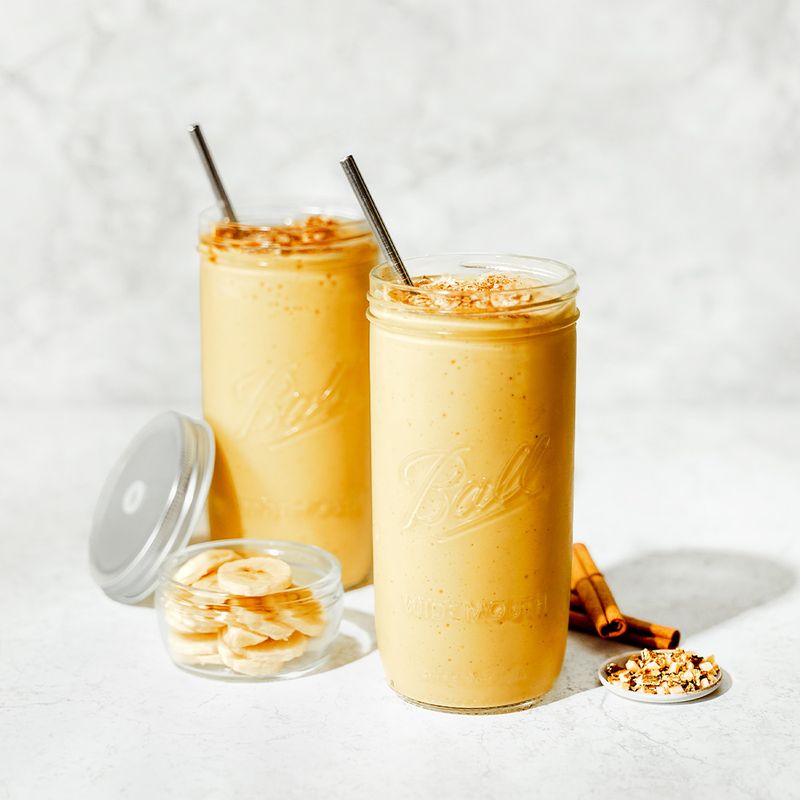 Ball Jar smoothieglass med lokk og sugerør - 7dl / Peach