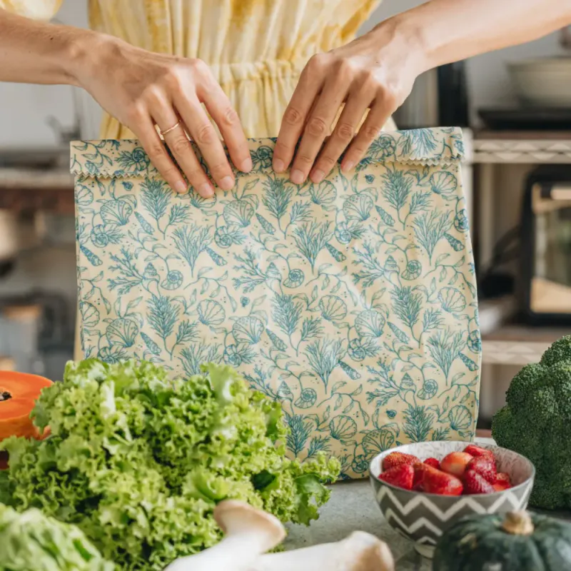 Large Beeswax Wrap Bag, Sea Floor / SuperBee