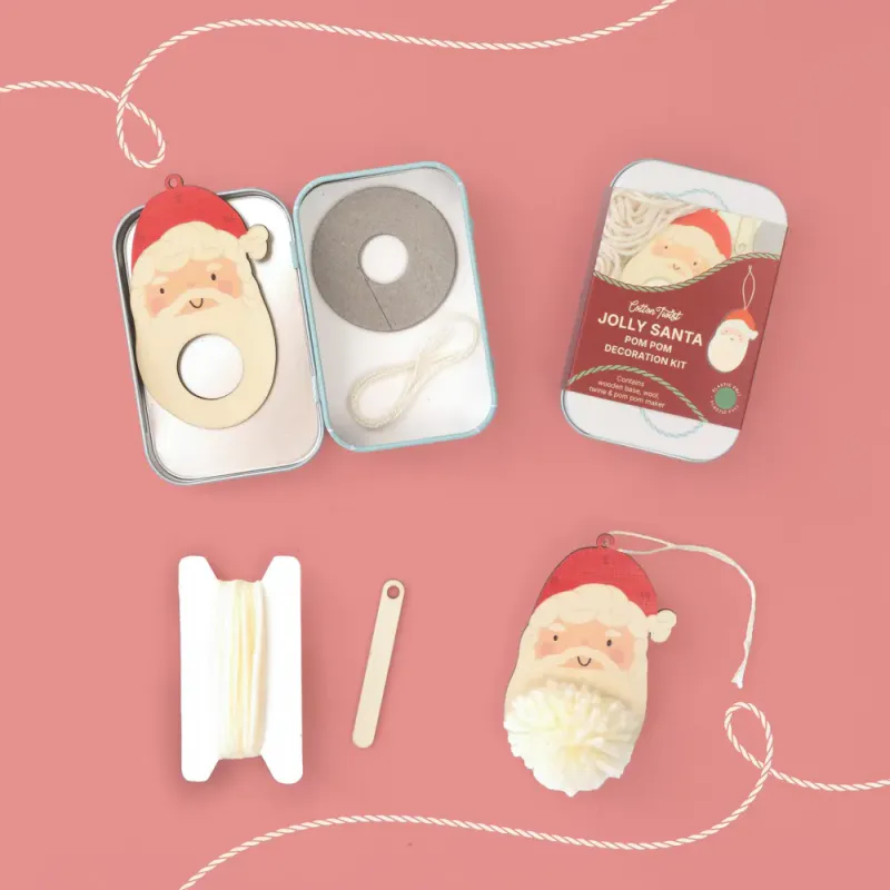 Make Your Own Pom Pom Santa Decoration Kit, Cotton Twist